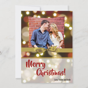 5x7 XMAS Noël Gold Bokeh Lights Carte photo