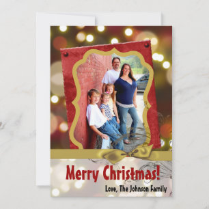5x7 XMAS Noël Gold Bokeh Lights Carte photo