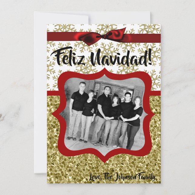 5x7 XMAS Noël Gold Snowflake Carte photo (Devant)