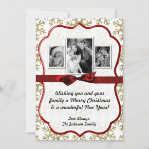 5x7 XMAS Noël Gold Snowflake Carte photo