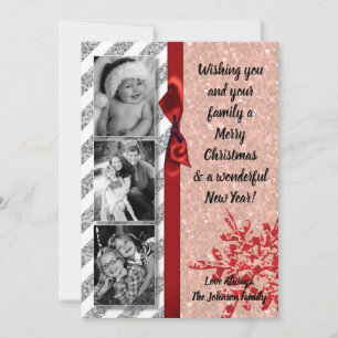5x7 XMAS Noël Parties scintillant rouge Carte phot