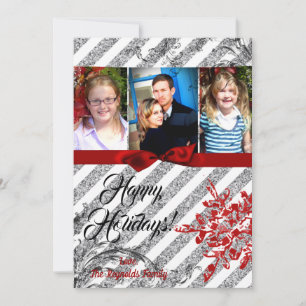 5x7 XMAS Noël Parties scintillant rouge Carte phot