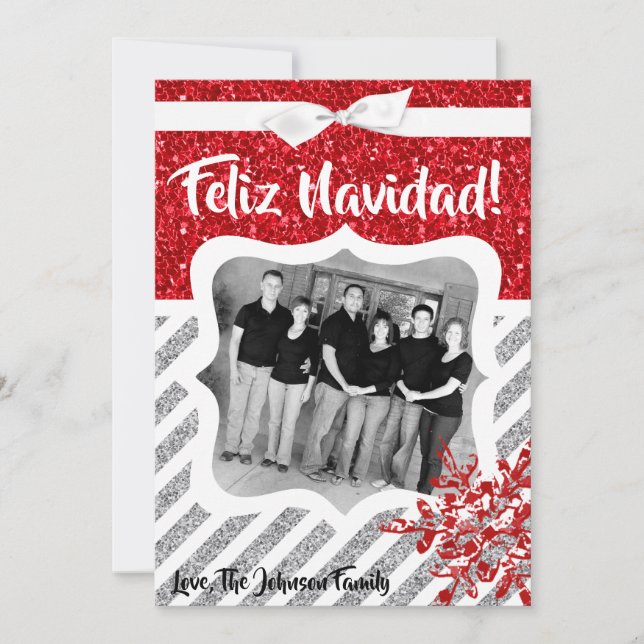 5x7 XMAS Noël Parties scintillant rouge Carte phot (Devant)
