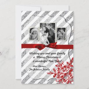 5x7 XMAS Noël Parties scintillant rouge Carte phot