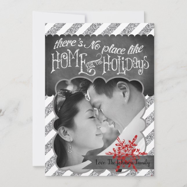 5x7 XMAS Noël Parties scintillant rouge Carte phot (Devant)