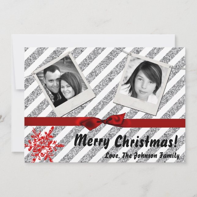 5x7 XMAS Noël Parties scintillant rouge Carte phot (Devant)
