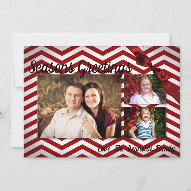 5x7 XMAS Noël Rouge Chevron Chalkboa Carte photo (Devant)