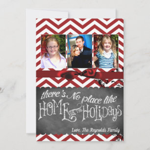 5x7 XMAS Noël Rouge Chevron Chalkboa Carte photo