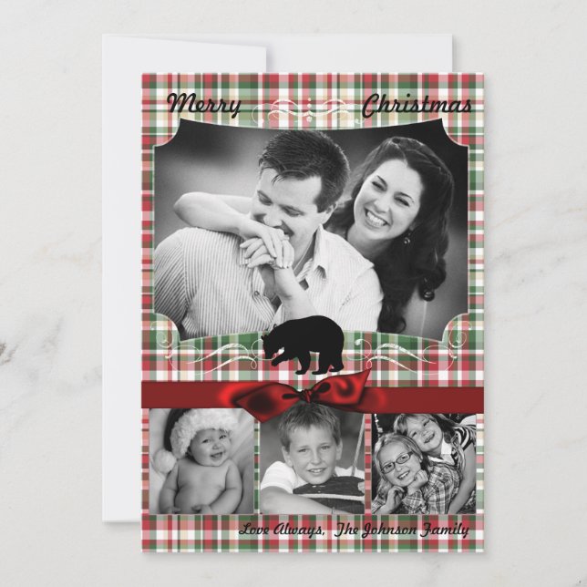 5x7 XMAS Ours rouge de Noël plaqué Carte photo Fab (Devant)