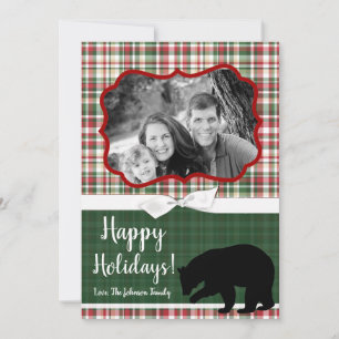 5x7 XMAS Ours rouge de Noël plaqué Carte photo Fab