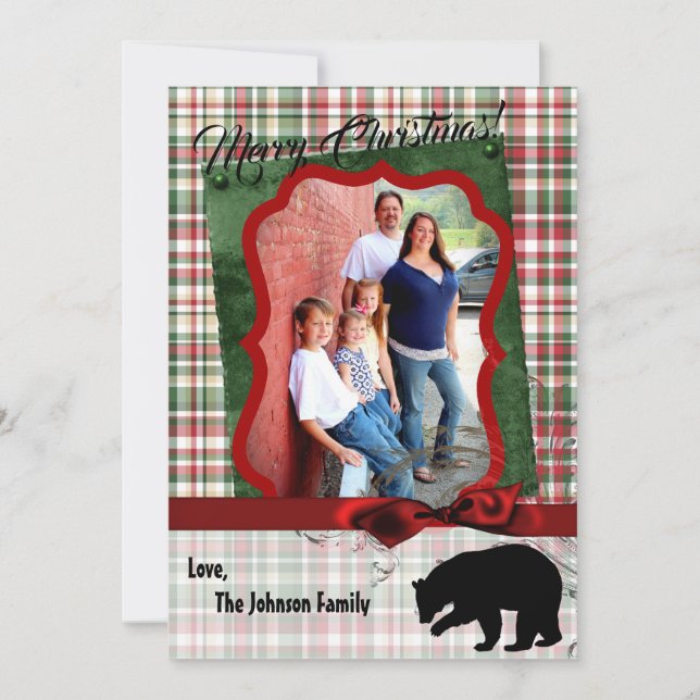 5x7 XMAS Ours rouge de Noël plaqué Carte photo Fab (Devant)