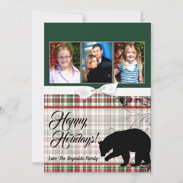 5x7 XMAS Ours rouge de Noël plaqué Carte photo Fab (Devant)