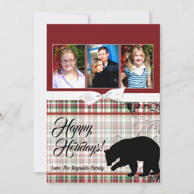 5x7 XMAS Ours rouge de Noël plaqué Carte photo Fab (Devant)