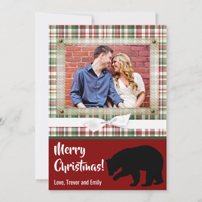 5x7 XMAS Ours rouge de Noël plaqué Carte photo Fab (Devant)