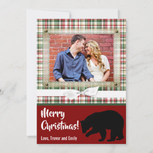 5x7 XMAS Ours rouge de Noël plaqué Carte photo Fab