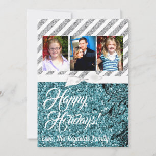 5x7 XMAS Parties scintillant bleue Noël Carte phot