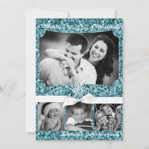 5x7 XMAS Parties scintillant bleue Noël Carte phot