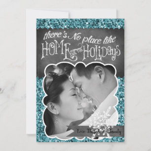 5x7 XMAS Parties scintillant bleue Noël Carte phot