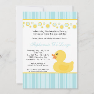 5x7 Yellow Rubber Ducky Baby Shower Invitation