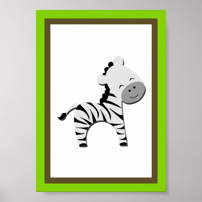 5X7 Zebra Jungle Animal Wall Art (Front)