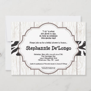 5x7 Zebra Wood Grain Bridal Shower Invitation