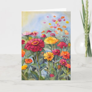5x7 Zinnia Watercolor Greeting Card (Blank Inside)