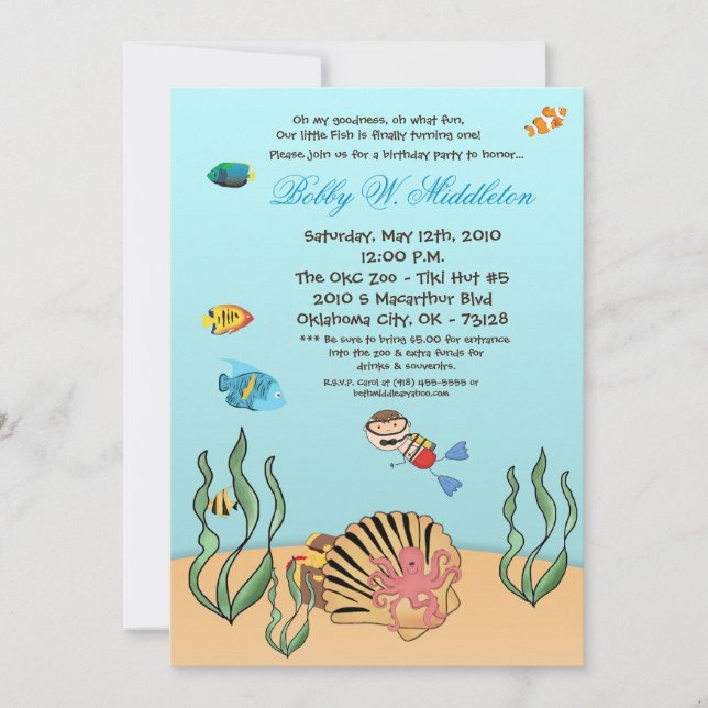 5x7Boy Under the Sea Birthday Party Invitation (Devant)