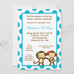 5x7Jungle Gym Monkey Dance Baby shower Invitation