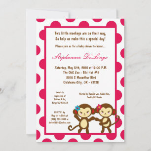 5x7Jungle Gym Monkey Dance Baby Shower Invitation