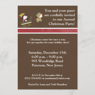 5x7Penguin / Reindeer Christmas Games Invitation