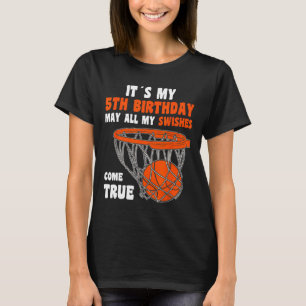 5year Old Happy 5th Birthday Bysketbyll 5th Birthd T-Shirt