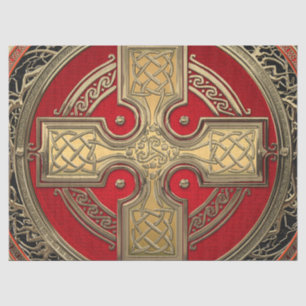[600] Ancient Celtic Sacred Gold Knot Cross Tissue Paper
