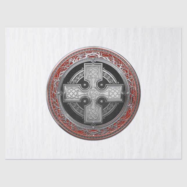 [600] Ancient Celtic Sacred Silver Knot Cross Tissue Paper (Front)