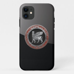 [600] Assyrian Winged Bull - Silver Lamassu iPhone 11 Case