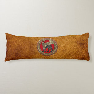 [600] Assyrian Winged Lion: Gold & Black Lamassu Body Pillow