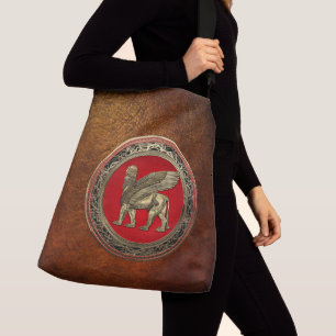 [600] Assyrian Winged Lion - Gold Lamassu Crossbody Bag
