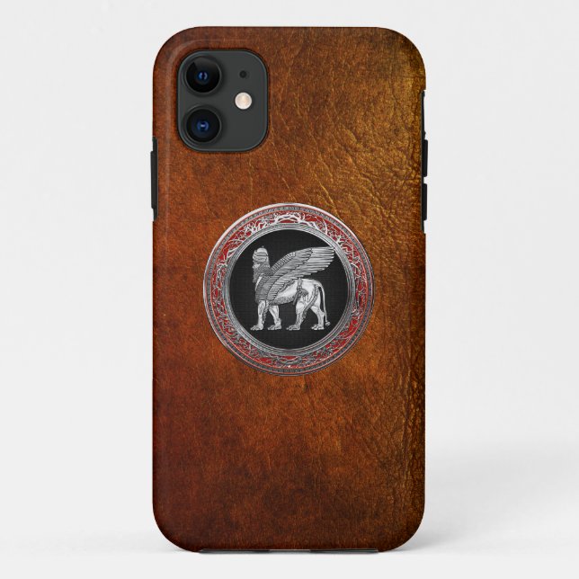 [600] Assyrian Winged Lion - Silver Lamassu Case-Mate iPhone Case (Back)