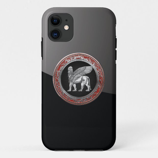 [600] Assyrian Winged Lion - Silver Lamassu Case-Mate iPhone Case (Back)