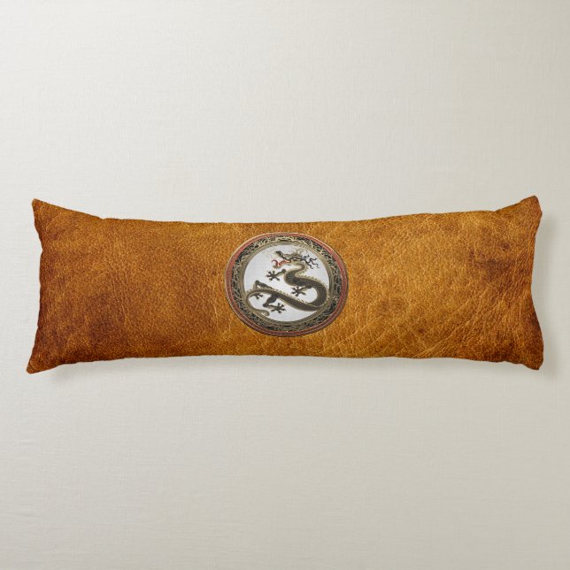 [600] Black and Gold Sacred Eastern Dragon Body Pillow (Front)