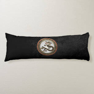 [600] Black and Gold Sacred Eastern Dragon Body Pillow