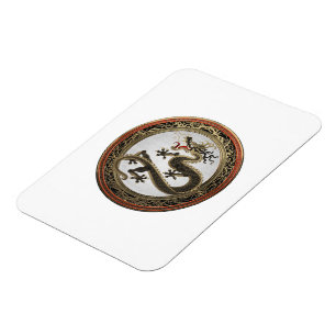 [600] Black and Gold Sacred Eastern Dragon Magnet