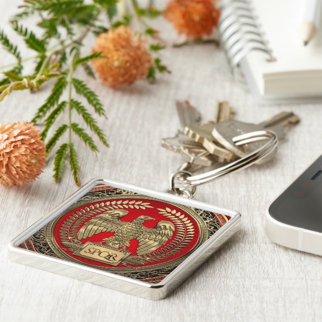 [600] Gold Roman Imperial Eagle Keychain (Side)