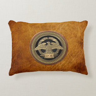 [600] Gold Roman Imperial Eagle on Gold Medallion Accent Pillow