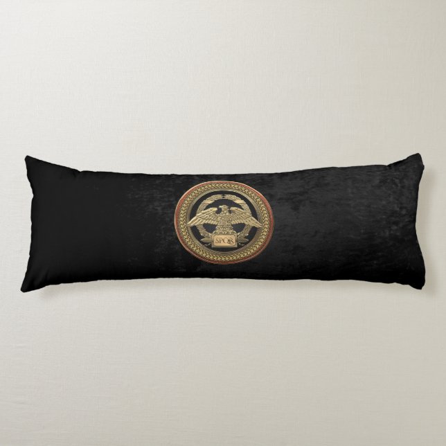 [600] Gold Roman Imperial Eagle on Gold Medallion Body Pillow (Front)