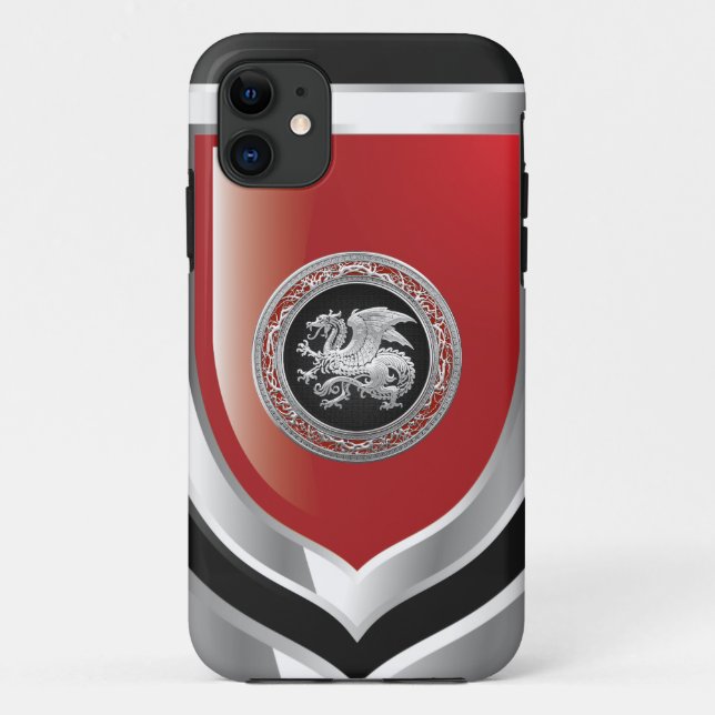 [600] Icelandic Dragon, Landvættir [Silver] Case-Mate iPhone Case (Back)