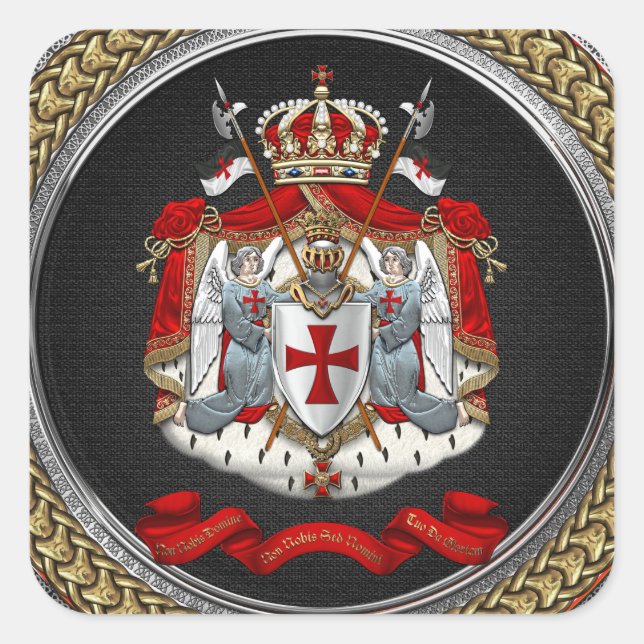 [600] Knights Templar Coat of Arms Square Sticker (Front)