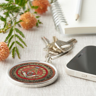 [600] Master Mason - Gold Square & Compasses Keychain