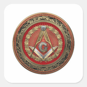 [600] Master Mason - Gold Square & Compasses Sticker