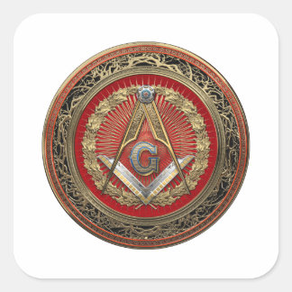 [600] Master Mason - Gold Square & Compasses Sticker