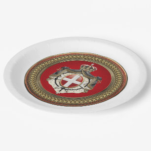 [600] Order of Malta - SMOM Coat of Arms Paper Plate